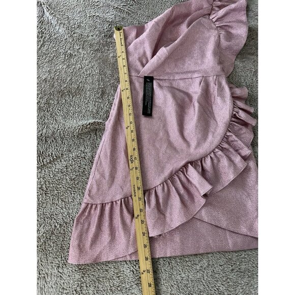 Topshop One Shoulder Glitter Textured Ruffled Mini Party Dress Pink Size 2 NWT - Picture 6 of 16